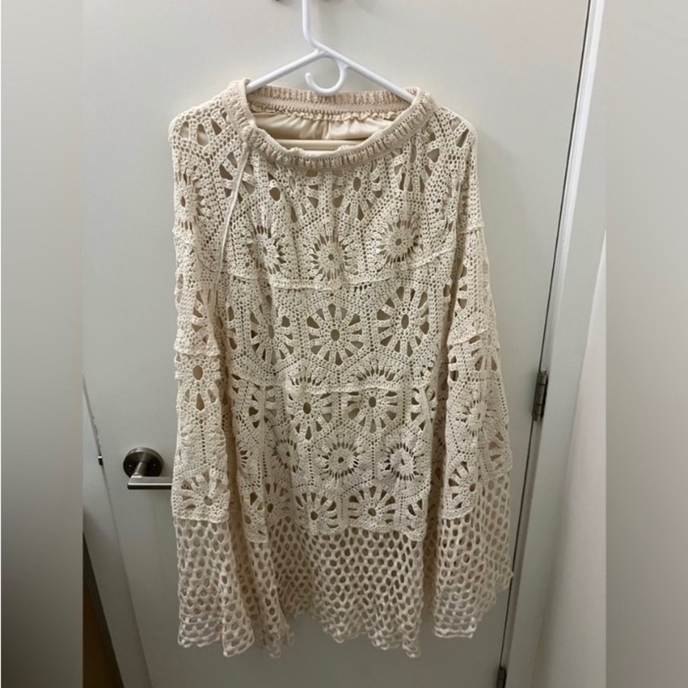 Beautiful crochet knit maxi skirt NWT bone style festival - Picture 3 of 4